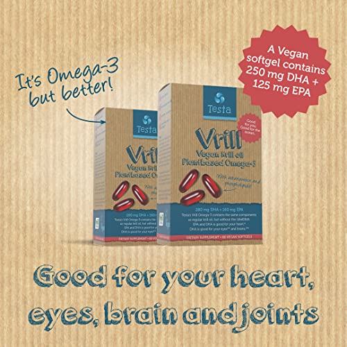 Vegan Omega 3 Krill Supplement – DHA, EPA, Astaxanthin + Phosphol...