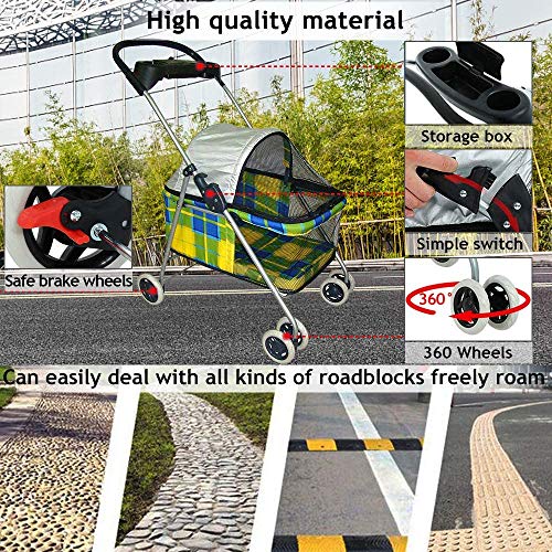 Tffnew, Dog Stroller Pet Stroller Cat Strollers 4 Wheels Doggie C...