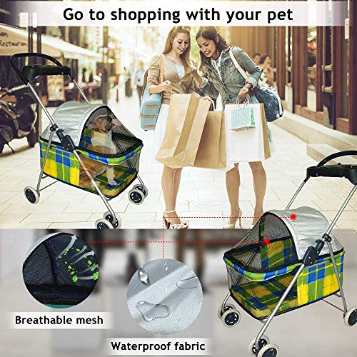 Tffnew, Dog Stroller Pet Stroller Cat Strollers 4 Wheels Doggie C...