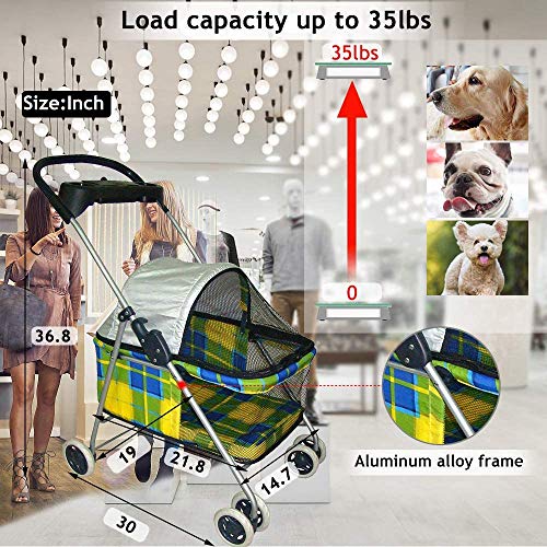 Tffnew, Dog Stroller Pet Stroller Cat Strollers 4 Wheels Doggie C...