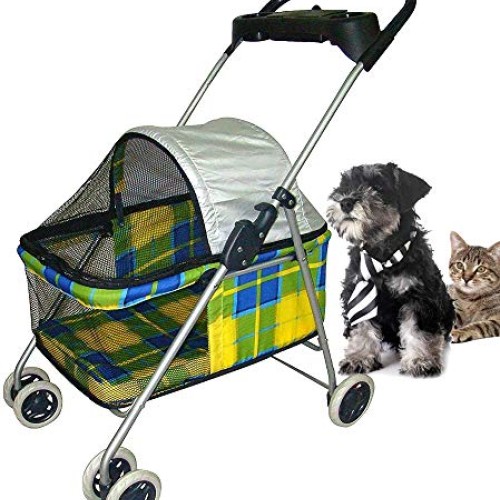 Tffnew, Dog Stroller Pet Stroller Cat Strollers 4 Wheels Doggie C...