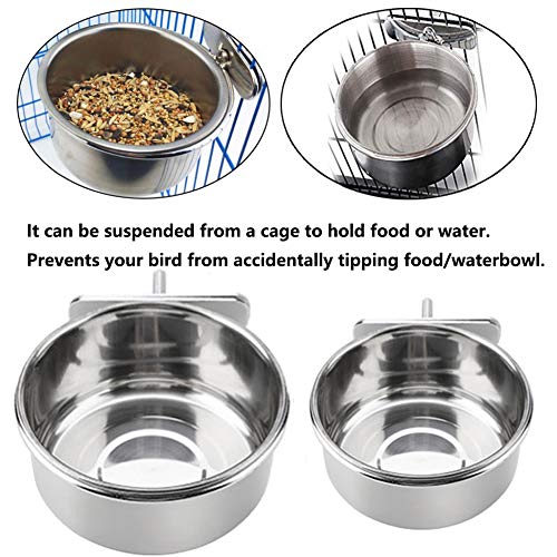 Parrot Feeding Bowls, Bird Cage Cups Holder - Stainless Steel Foo...