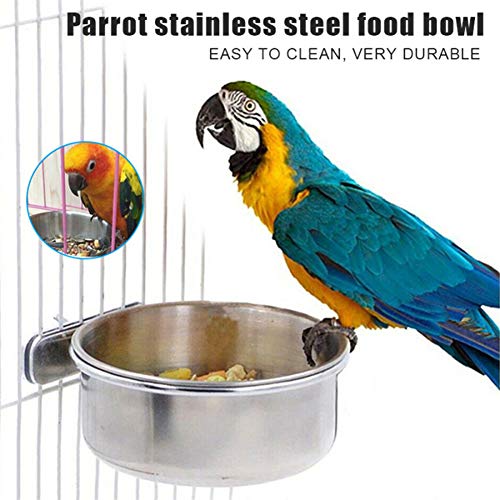 Parrot Feeding Bowls, Bird Cage Cups Holder - Stainless Steel Foo...