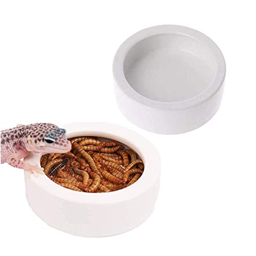 Tfwadmx 2 Pack Reptile Food Bowl, Mini Ceramic Water Feeder Bowl,...