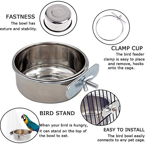 Tfwadmx Bird Feeding Dish Cups Parrot Food Bowl Clamp Holder Coop...