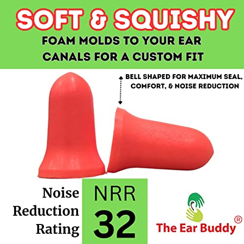 The Ear Buddy Premium Soft Foam Ear Plugs for Sleeping Noise Canc...