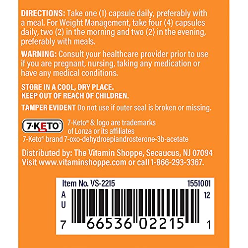 The Vitamin Shoppe 7Keto 50 MG Promotes Fat Metabolism, Can Be Us...