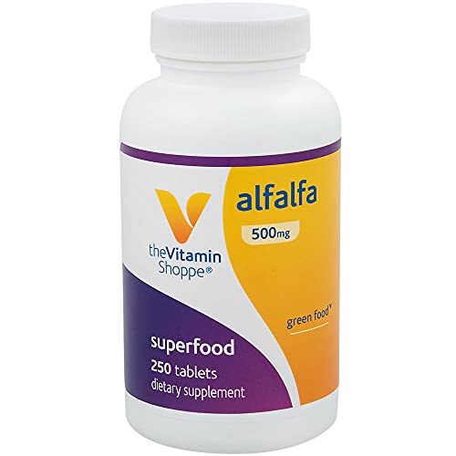 The Vitamin Shoppe Alfalfa 500 MG Natural Green Food Supplement, ...