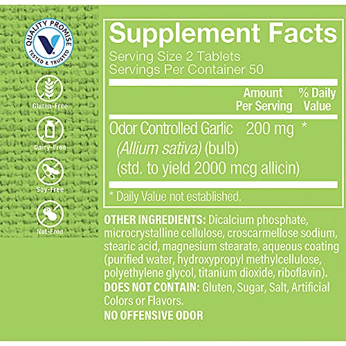 The Vitamin Shoppe Odor Free Garlic 200MG, Herbal Supplement That...