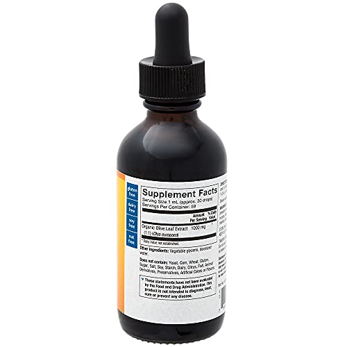 The Vitamin Shoppe Organic Olive Leaf Extract 1,000MG, Alcohol Fr...