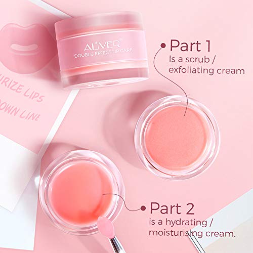 Lip Scrub+Lip Sleeping Mask Double Effect with Collagen Peptides,...