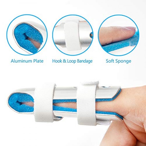 3-Size Pack Finger Splints, Tiction Metal Finger Support Brace Bu...