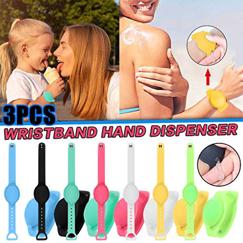3 Sets Silicone Hand Sanitizer Bracelet Dispenser with Travel Bot...