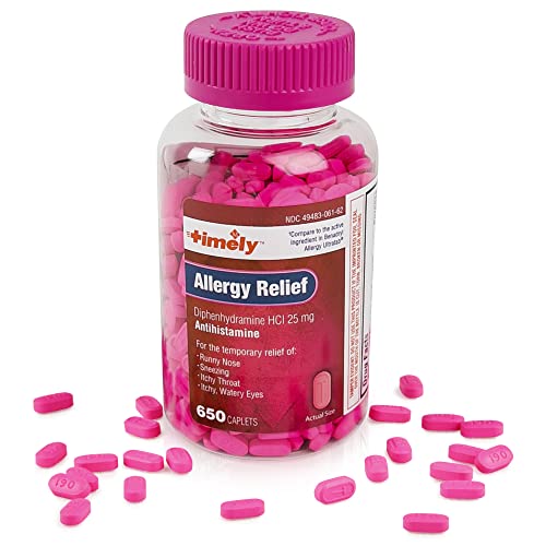 Timely Allergy Relief Diphenhydramine HCl 25 mg - 650 Caplets - C...