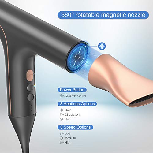 Professional Hair Dryer, Lightweight Ionic Blow Dryer, Negative I...