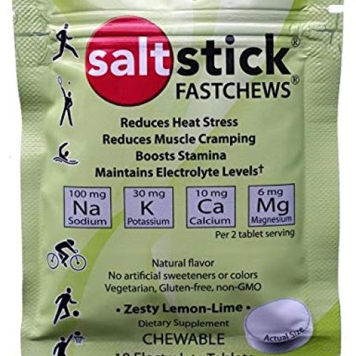 SaltStick Fastchews Chewable Electrolyte Tablets, Zesty Lemon Lim...