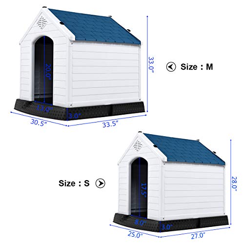 Toolsempire Large Dog House 34x33x31 Inches Plastic Durable Water...
