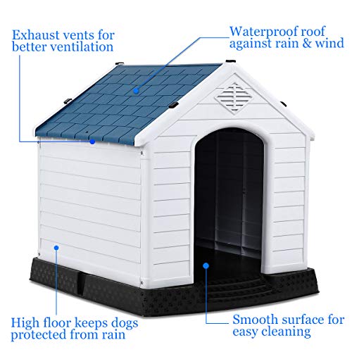 Toolsempire Large Dog House 34x33x31 Inches Plastic Durable Water...