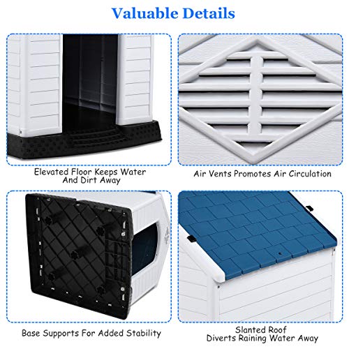 Toolsempire Large Dog House 34x33x31 Inches Plastic Durable Water...