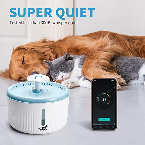 Toozey Cat Water Fountain, 2L Water Fountain for Cats, Automatic ...