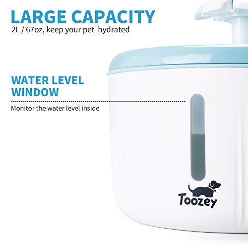 Toozey Cat Water Fountain, 2L Water Fountain for Cats, Automatic ...