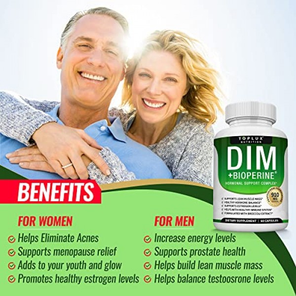 Dim Supplement 910 mg Plus BioPerine Complex - Diindolylmethane t...