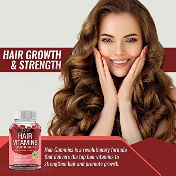 Hair Vitamins Gummies Supplement – Faster Hair Growth Gummy 5000m...