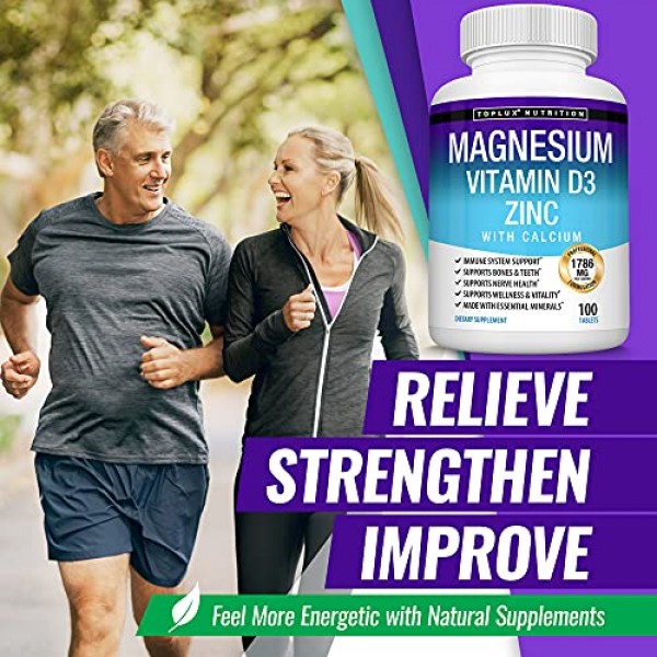 Magnesium Zinc Calcium Vitamin D3 Complex – Essential Minerals Fo...