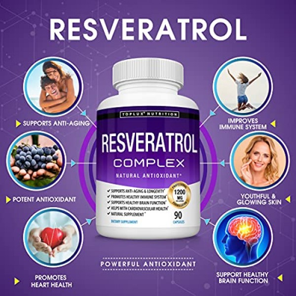 Resveratrol Supplement 1200 mg Antioxidant Complex - Highly Poten...