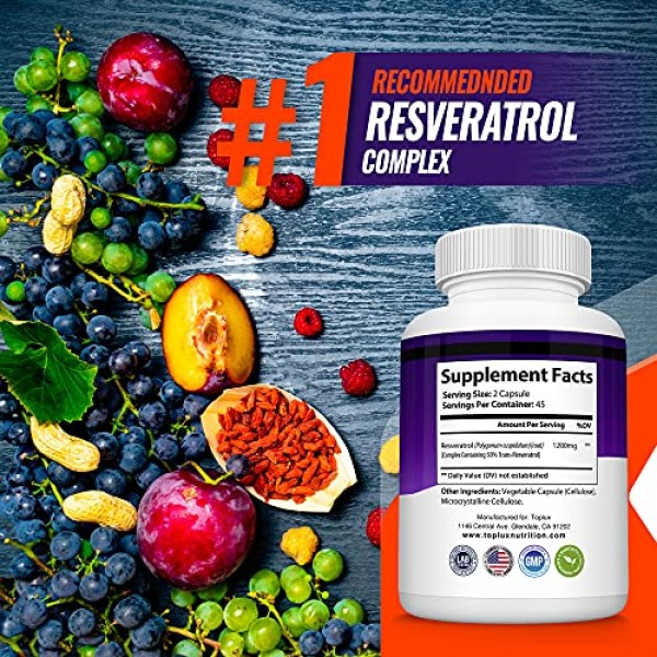 Resveratrol Supplement 1200 mg Antioxidant Complex - Highly Poten...