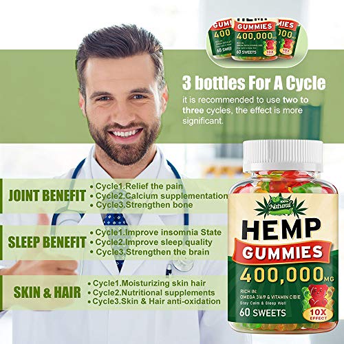 400,000MG Hemp Gummies,Hemp Oil Gummies - 60pcs