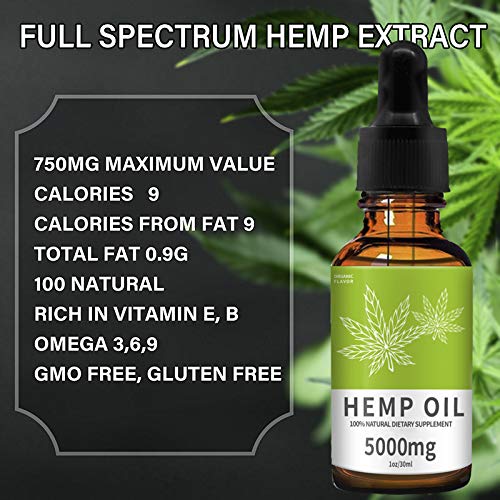 TOPNaturePlus 5000MG Hemp Oil for Pain Relief, Stress, Anxiety an...