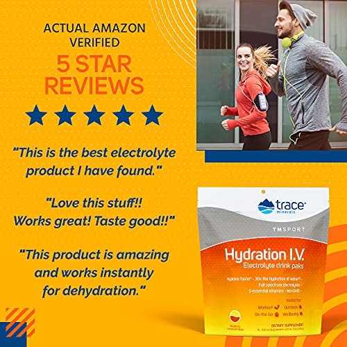 Trace Minerals Hydration I.V Electrolyte Powder Packets Raspberr...