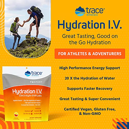 Trace Minerals Hydration I.V Electrolyte Powder Packets Raspberr...