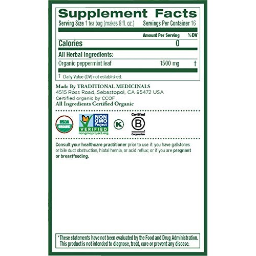 Traditional Medicinals Organic Peppermint Herbal Leaf Tea, Allevi...