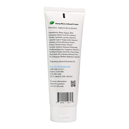 Micro-Infused Hemp Cream 400 mg - Pain Relief in 4oz