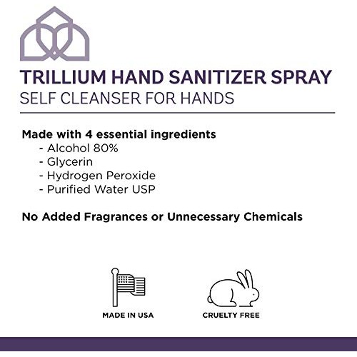 Trillium USA Made Liquid Hand Sanitizer Spray with 80% Alcohol, 4...