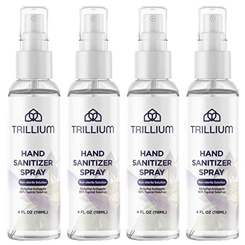 Trillium USA Made Liquid Hand Sanitizer Spray with 80% Alcohol, 4...