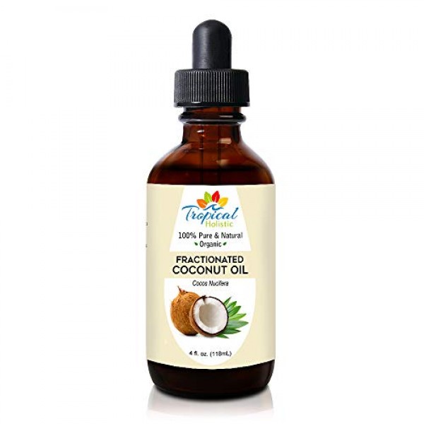 100% Pure Fractionated Coconut Oil 4 oz by Tropical Holistic - Al...