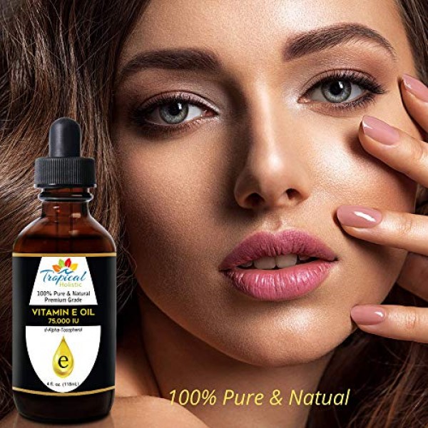 100% Pure Vitamin E Oil 4oz - Extra Strength 75,000 IU, Unrefined...