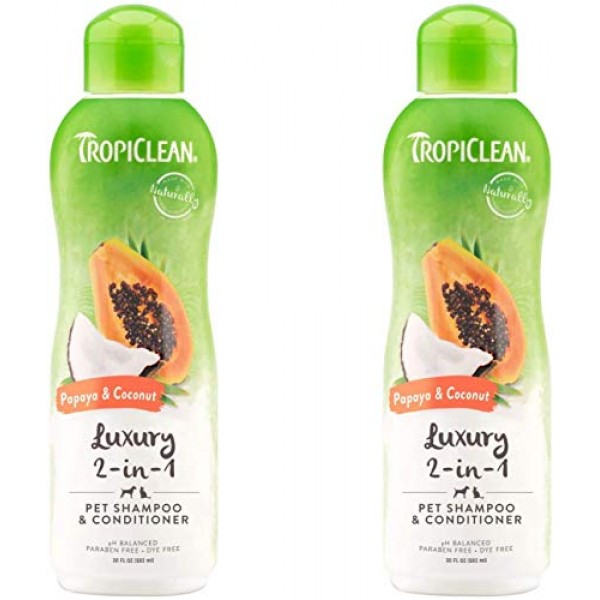 2-PACK Papaya and Coconut Pet Shampoo and Conditioner, Luxury 2-i...