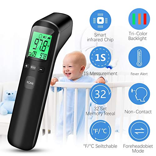 Forehead Thermometer, Digital Thermometer Infrared Touchless for ...