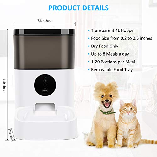 TTPet Automatic Cat Feeder with App Control, Timed Dog Food Dispe...