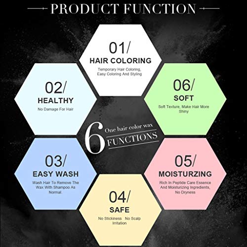 Hair Wax, Tuuu 8 Colors Disposable Hair Color Wax, Temporary Fash...