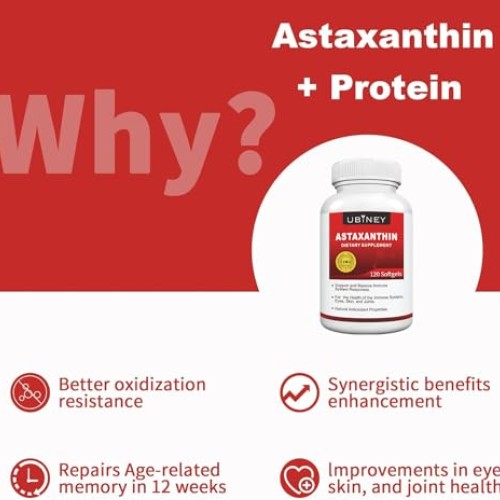 Ubiney Premium Astaxanthin 12mg Softgels- 120 Servings, Supports ...