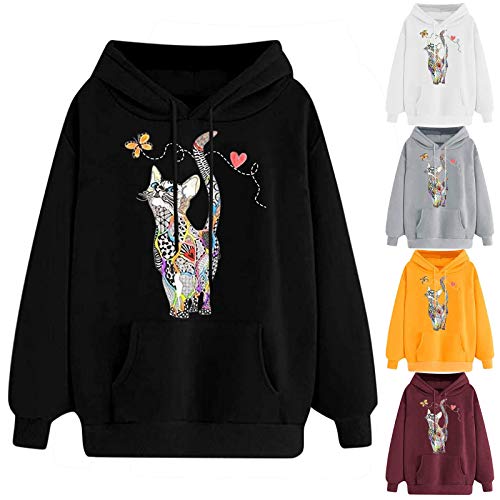 Hoodies for Teen Girls Women Pullover Cute Graphic Butterfly Cat ...