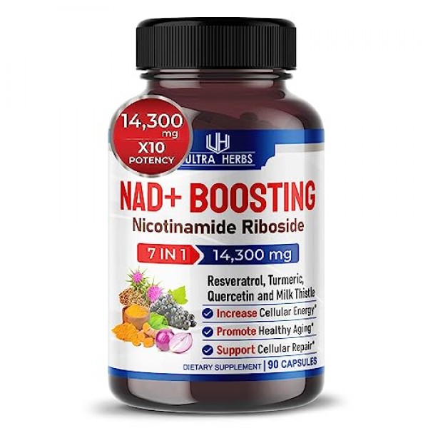 ULTRA HERBS NAD+ Boosting Supplement 14,300 mg NR with Resveratro...