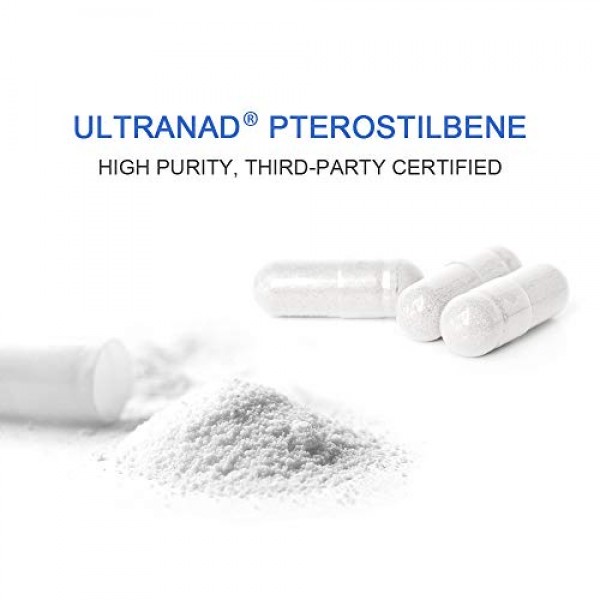 UltraNAD Pterostilbene Supplement 300 mg 60 Capsules to Help Sup...