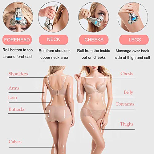 4D Microcurrent Facial Massager Roller, Electric Rechargeable Fac...