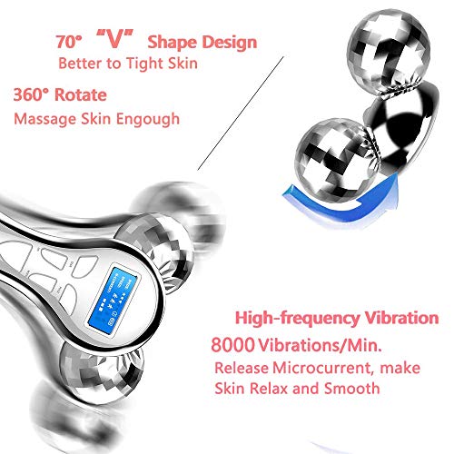 4D Microcurrent Facial Massager Roller, Electric Rechargeable Fac...